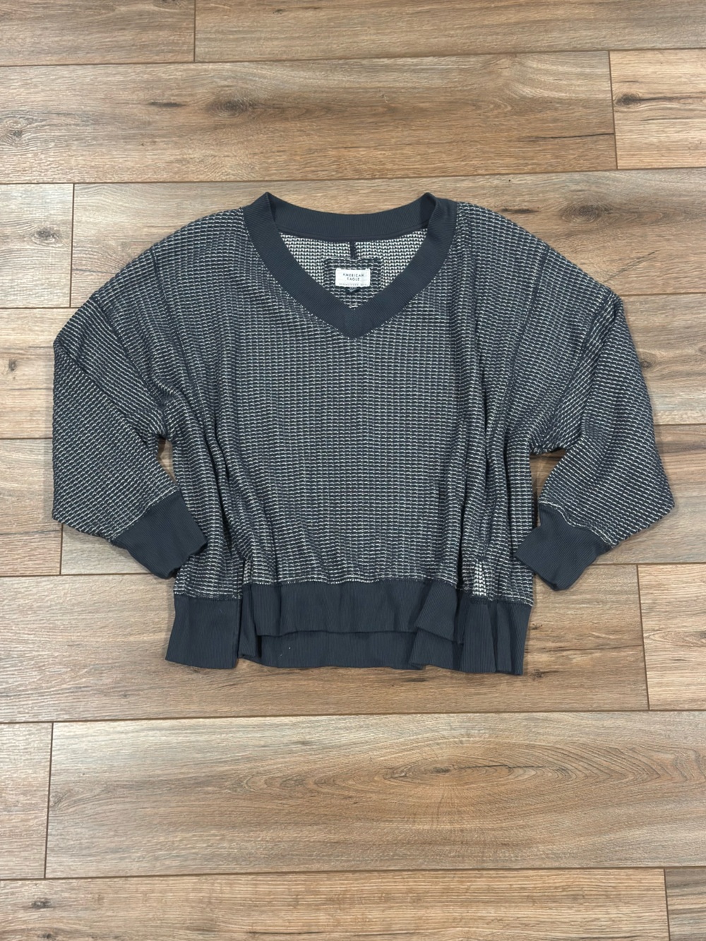 AMERICAN EAGLE Cozy Loungewear Navy & White Oversized Knit Sweater | Size Small